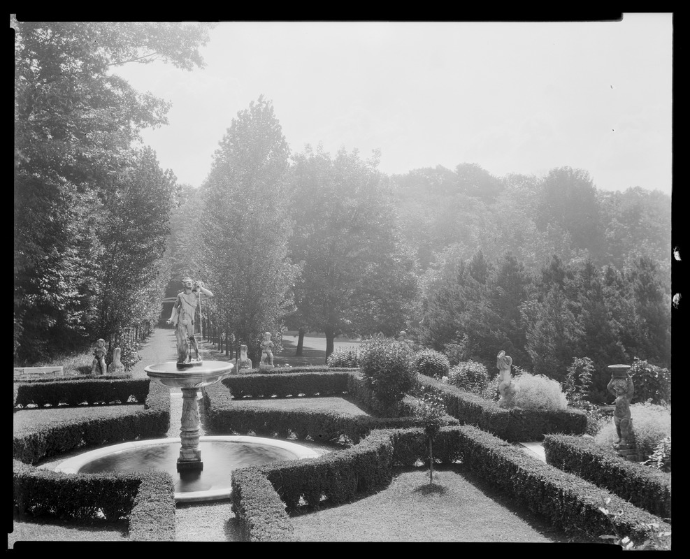 Bellefontaine garden with statues Digital Commonwealth