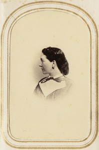 Profile portrait of a woman, head and shoulders only