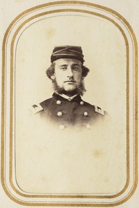 Portrait of a soldier with large sideburns, head and shoulders only