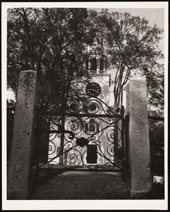 Church on the Hill: close-up of front through gate