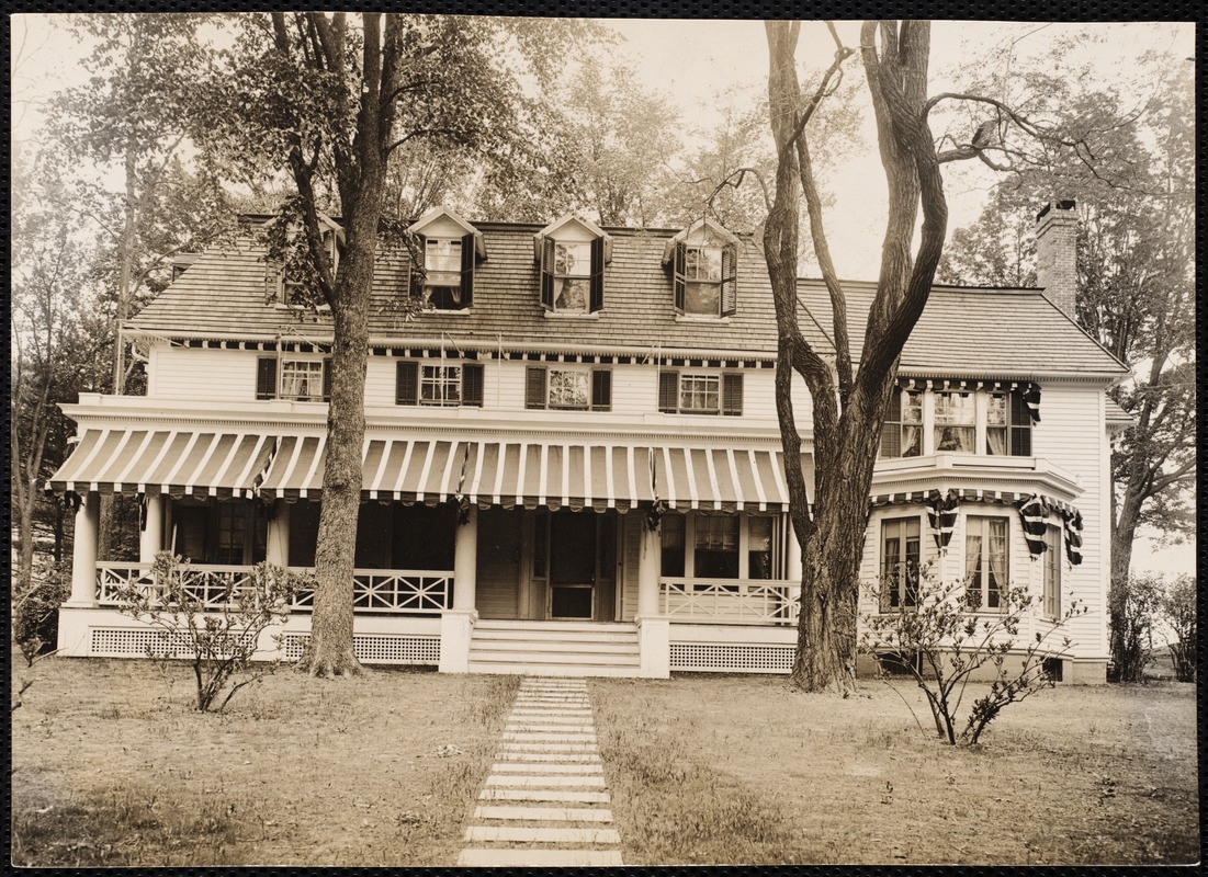 Birchwood: front walk, porch, lawn