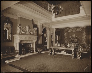 Wheatleigh: interior with fireplace and table