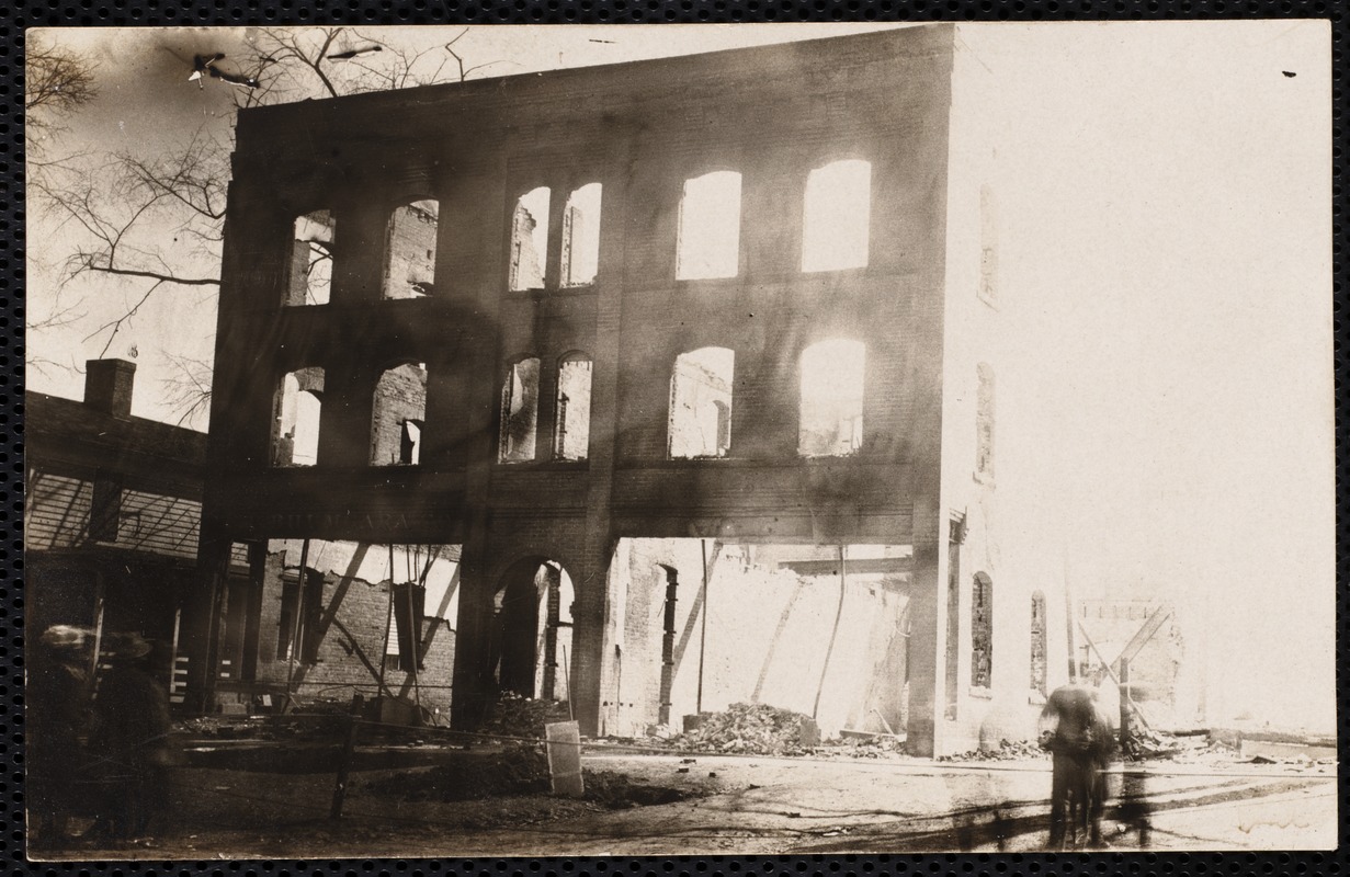 Easter Fire: façade of brick building