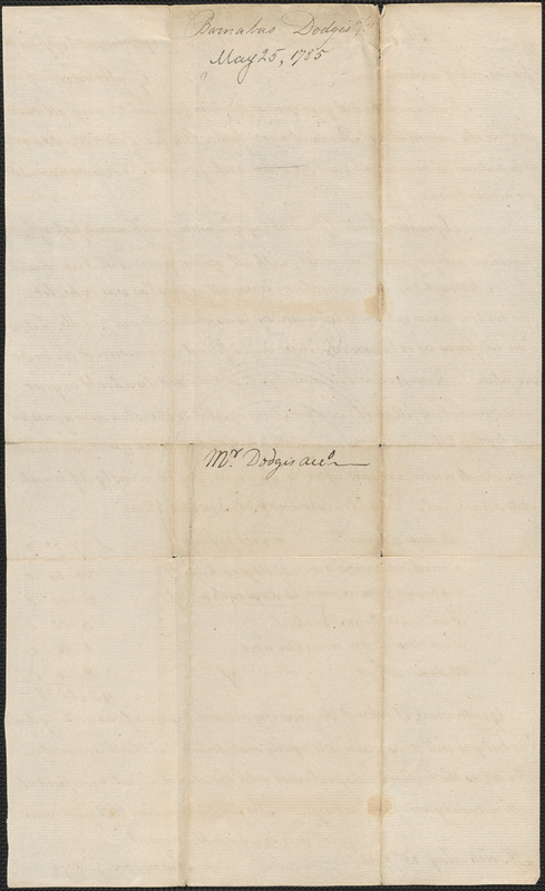 Barnabas Dodge to the Committee for the Sale of Eastern Lands, 25 May 1785