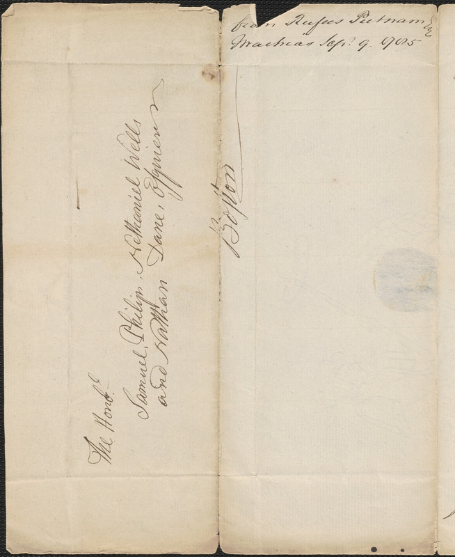 Rufus Putnam to Nathan Dane, Samuel Phillips, and Nathaniel Wells, 9 ...