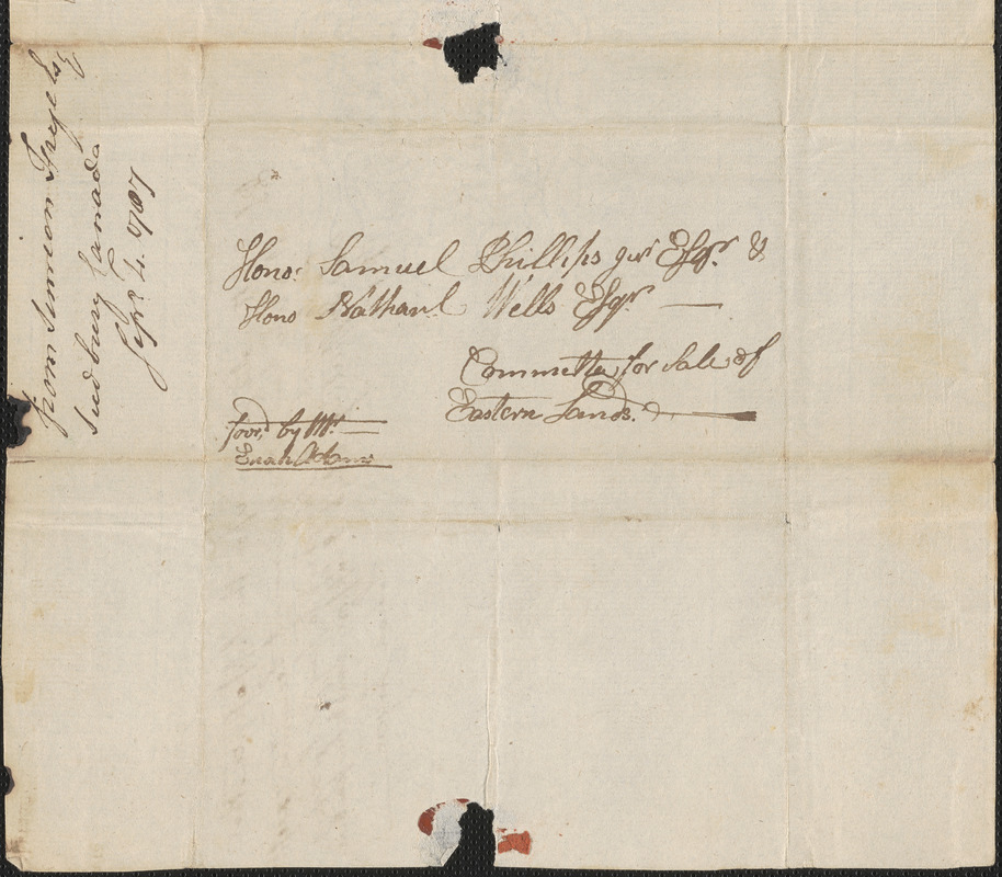 Simon Frye to Samuel Phillips and Nathaniel Wells, 1 September 1787 ...