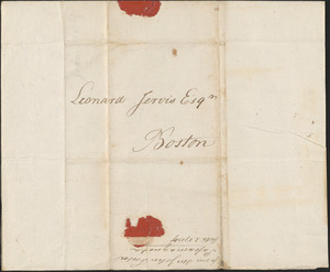 John Foster to Leonard Jarvis, 1 October 1787