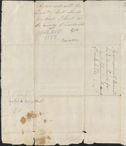 Agreement between Samuel Phillips on behalf of the Committee for the Sale of Eastern Lands and Jonathan Cummings, 21 April 1788
