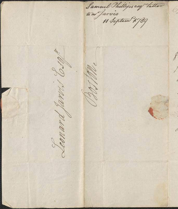 Samuel Phillips to Leonard Jarvis, 11 September 1789