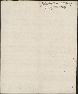 John Read to Daniel Cony, 22 September 1789