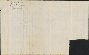 John Lee to Leonard Jarvis, 2 January 1790