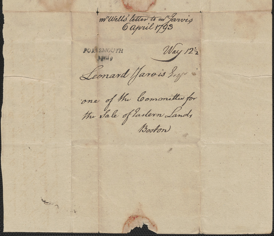 Nathaniel Wells to Leonard Jarvis, 6 April 1793 - Digital Commonwealth