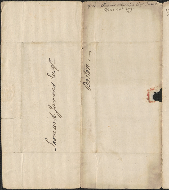 Samuel Phillips to Leonard Jarvis, 30 April 1793