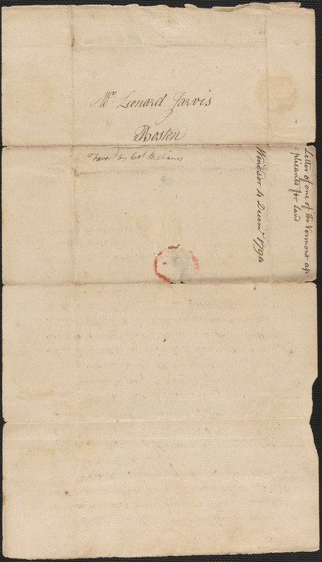 Daniel Coolidge to Leonard Jarvis, 4 December 1794