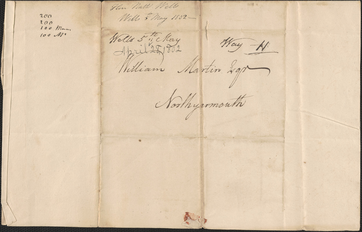 Nathaniel Wells to William Martin, 28 April 1802 - Digital Commonwealth