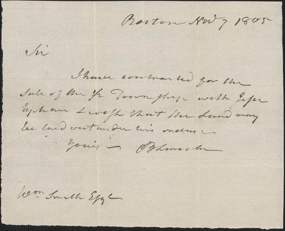 Benjamin Lincoln to William Smith, 7 November 1805