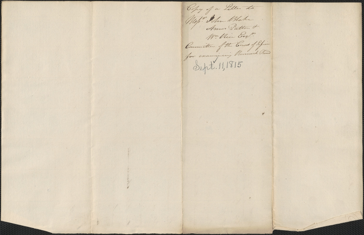 Copy of Letter from William Smith to John Blake, Amos Pattern, and ...