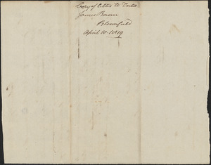 Lothrop Lewis to James Brown, 10 April 1819