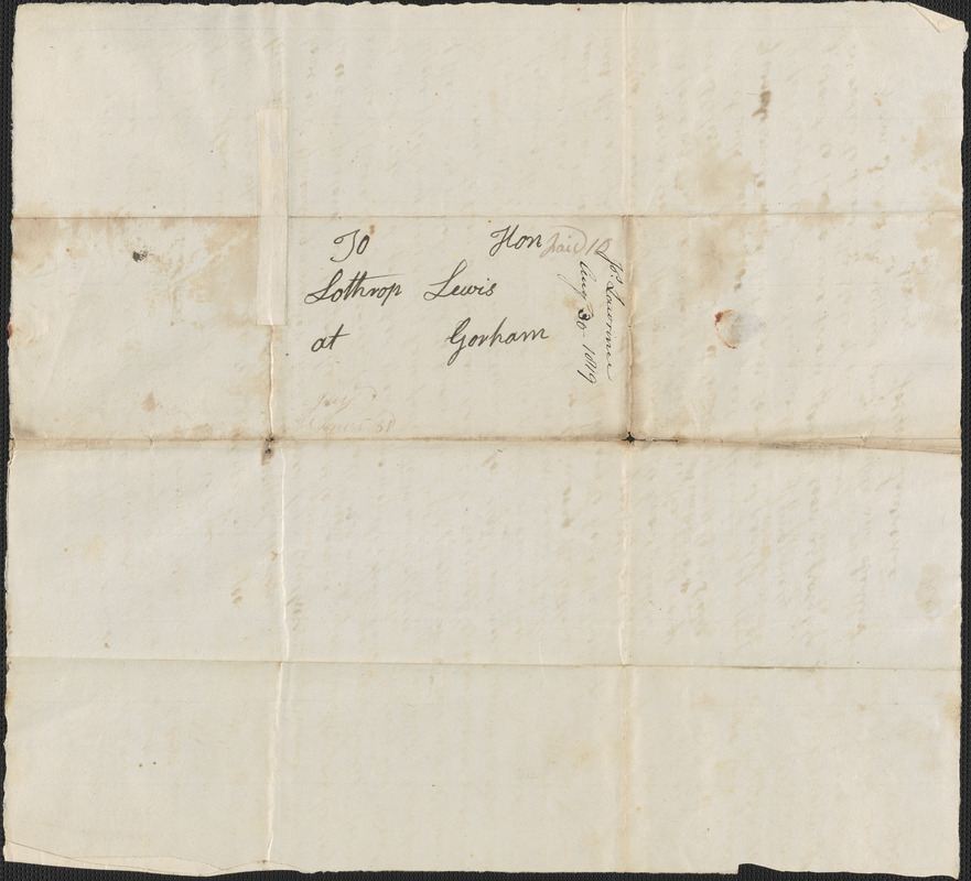 Joseph Lawrence To Lothrop Lewis, 30 August 1819 - Digital Commonwealth