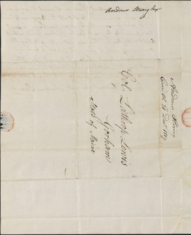 Andrew Strong to Lothrop Lewis, 21 December 1819