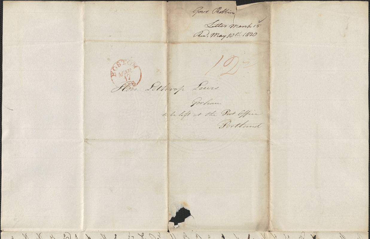 Edward Robbins to Lothrop Lewis, 15 March 1820 - Digital Commonwealth