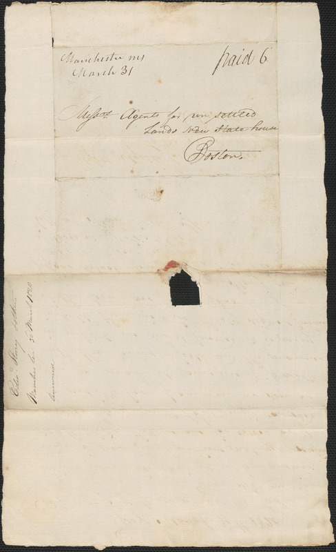 David Story to the Commissioners of the Land Office, 30 March 1820 ...