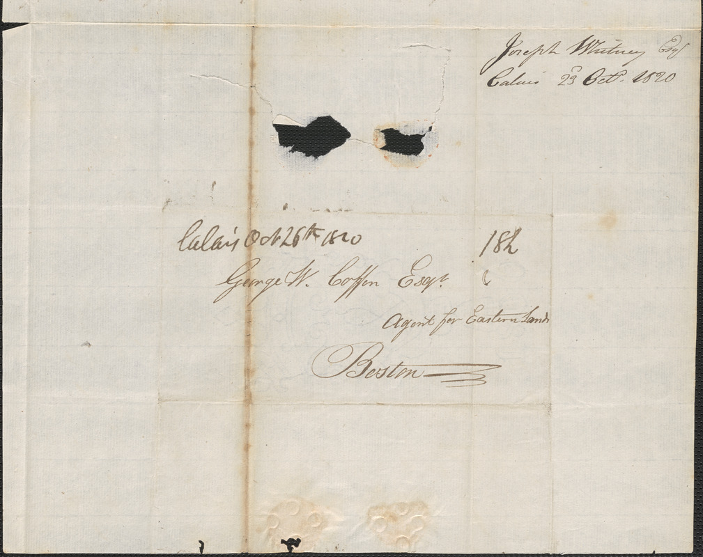 Joseph Whitney to George Coffin, 23 October 1820 - Digital Commonwealth