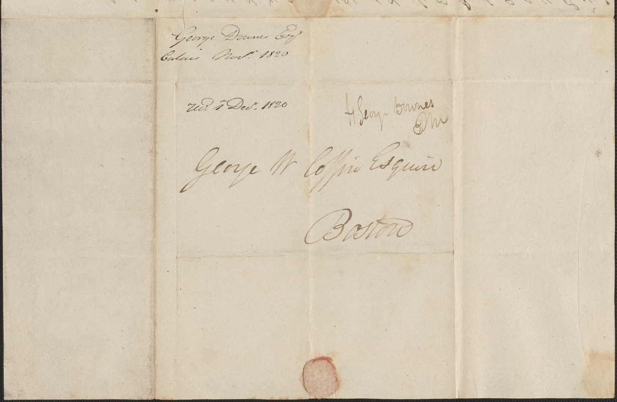 George Downs to George Coffin, November 1820 - Digital Commonwealth