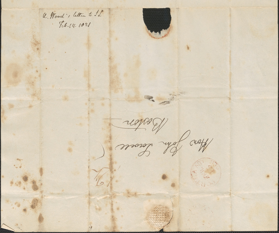 Ariel Wood to Jonathan Lowell, 14 February 1821