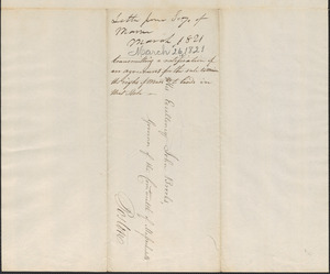 Ashur Ware to governor John Brooks, 26 March 1821