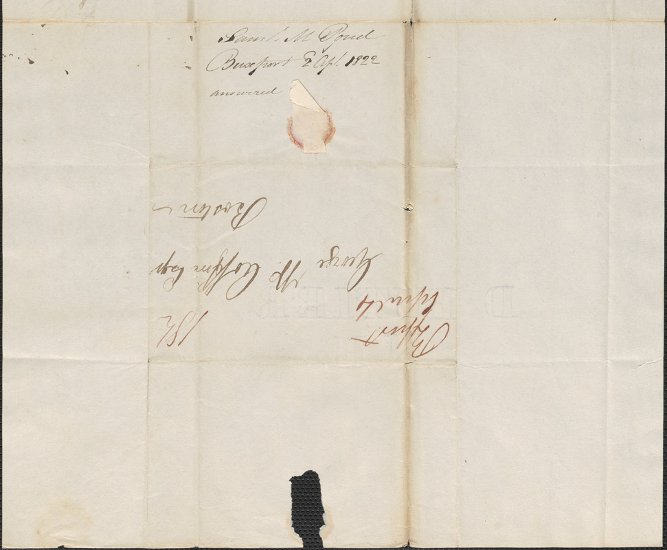 Samuel Pond to George Coffin, 2 April 1822 - Digital Commonwealth