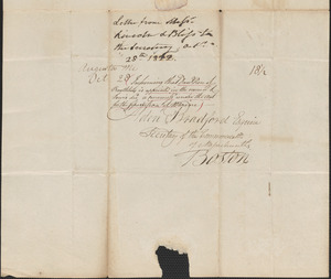 Lewis Lincoln and George Bliss to Alden Bradford, 28 October 1822