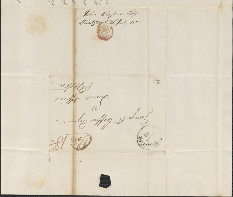 John Cooper to George Coffin, 21 July 1823 - Digital Commonwealth