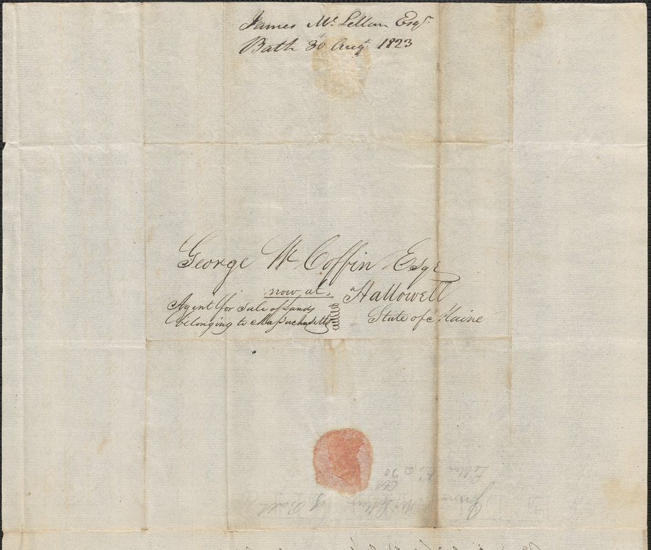 James McLellan to George Coffin, 30 August 1823 - Digital Commonwealth