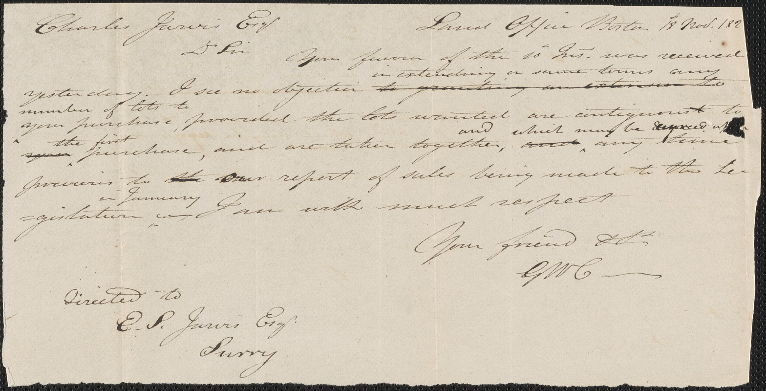 George Coffin to Charles Jarvis, 18 November 1823