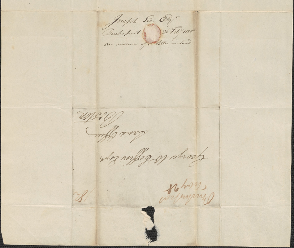 Joseph Lee to George Coffin, 26 February 1825 - Digital Commonwealth