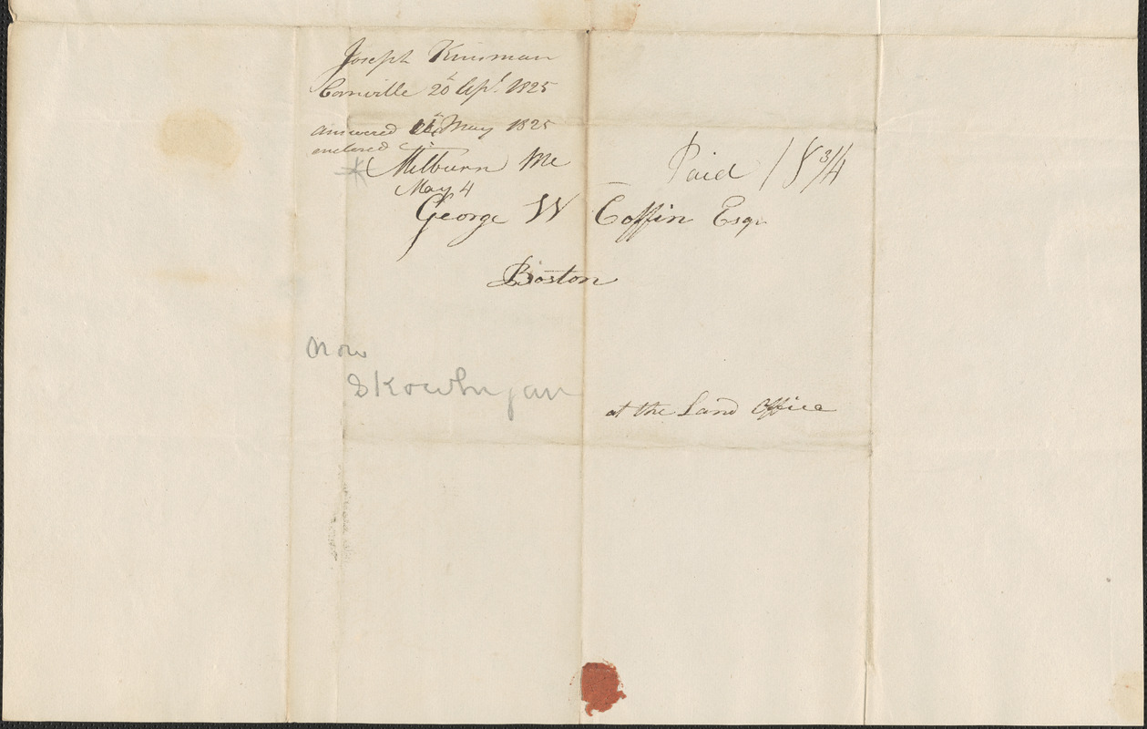 Joseph Kinsman to George Coffin, 20 April 1825 - Digital Commonwealth