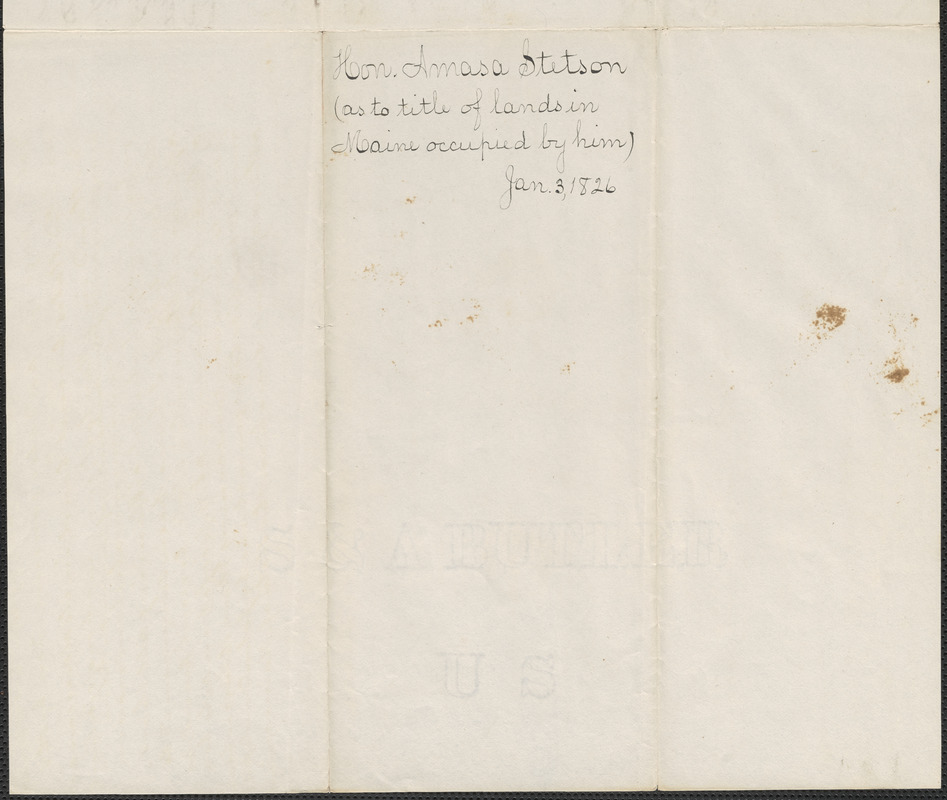 Amasa Stetson to Levi Lincoln, 3 January 1826