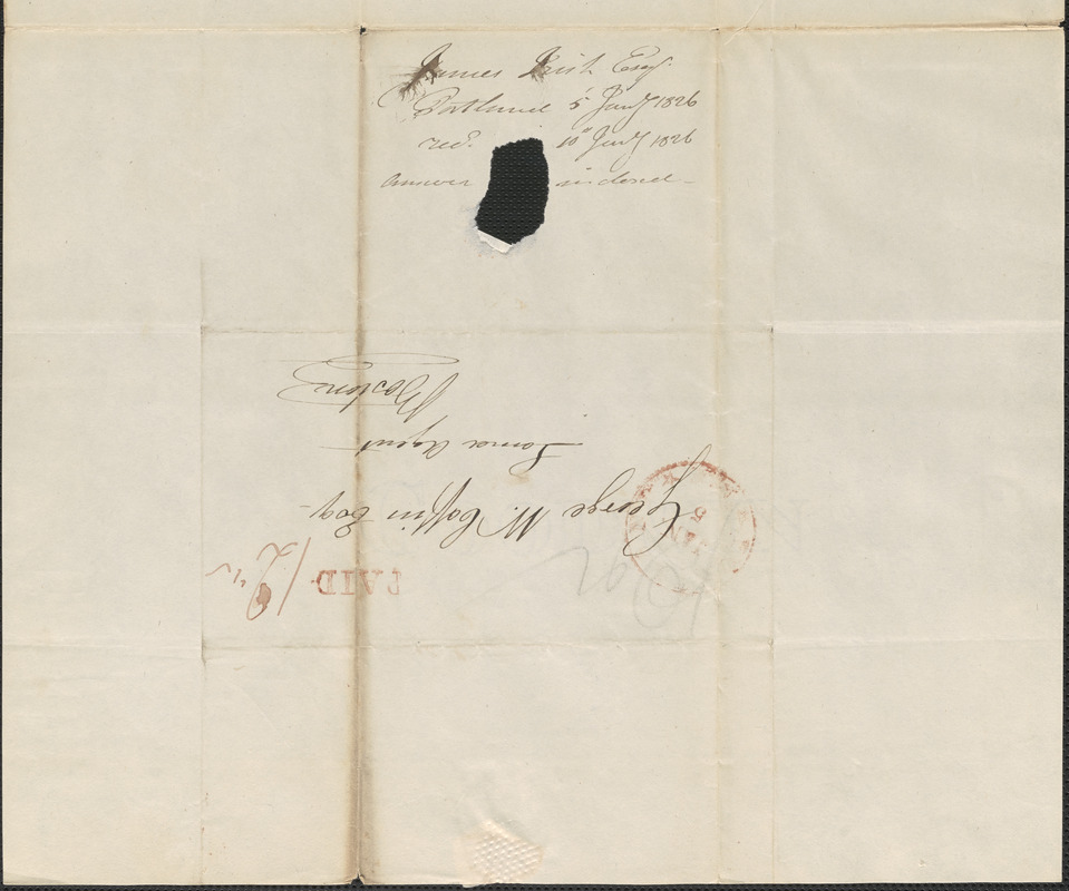 James Irish to George Coffin, 5 January 1826 - Digital Commonwealth