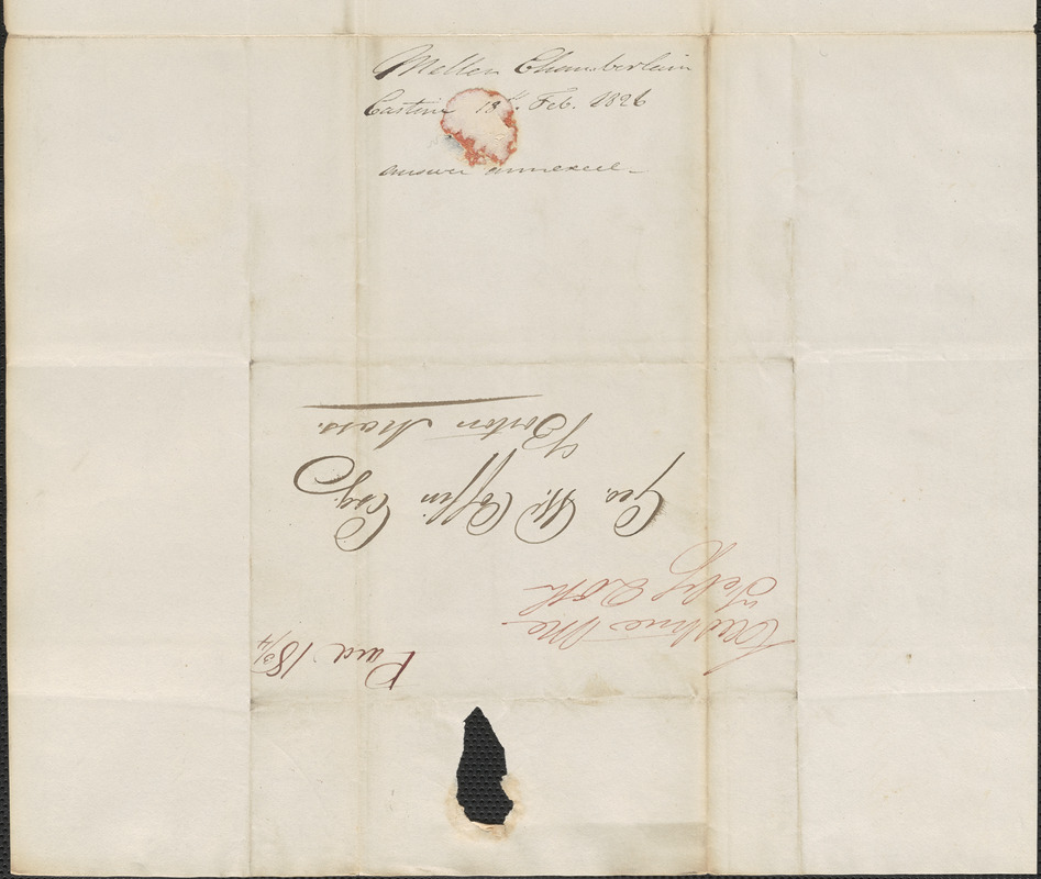 Mellen Chamberlain to George Coffin, 18 February 1826 - Digital ...