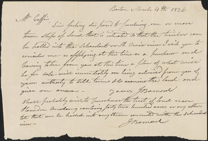 Joseph Bennock to George Coffin, 4 March 1826