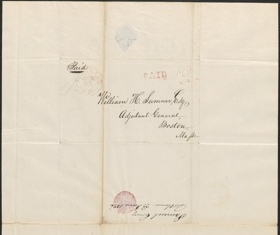 Samuel Cove to William Sumner, 23 June 1826 - Digital Commonwealth