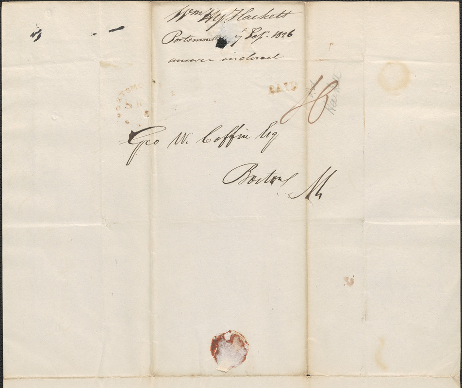 William Hackett to George Coffin, 7 September 1826 - Digital Commonwealth
