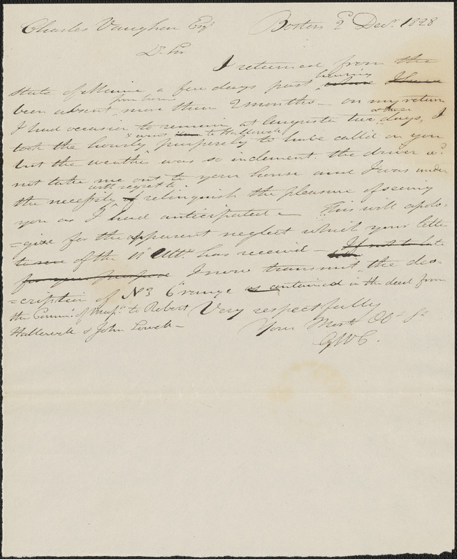 George Coffin to Charles Vaughn, 2 December 1828 - Digital Commonwealth