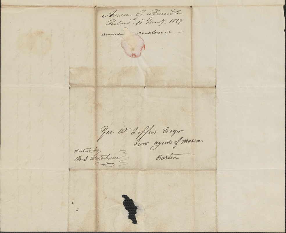 Anson G. Chandler to George Coffin, 10 January 1829