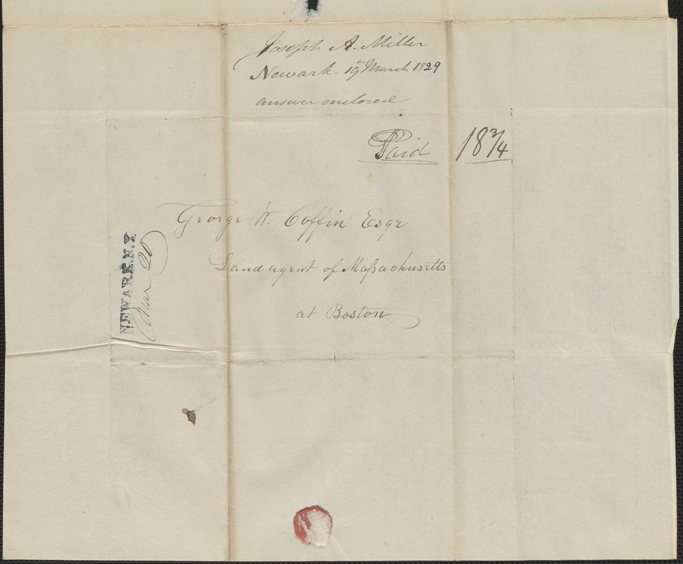 Joseph Miller to George Coffin, 19 March 1829