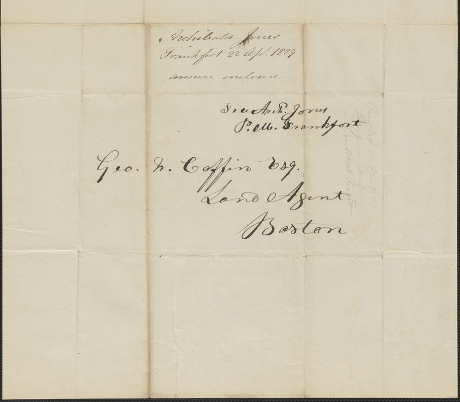 Archibald Jones to George Coffin, 22 April 1829