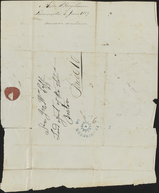 Asa Brigham to George Coffin, 6 June 1829