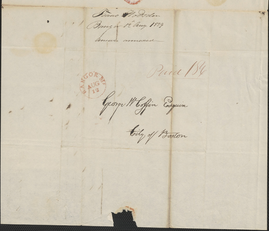 Isaac Hodson to George Coffin, 12 August 1829 - Digital Commonwealth