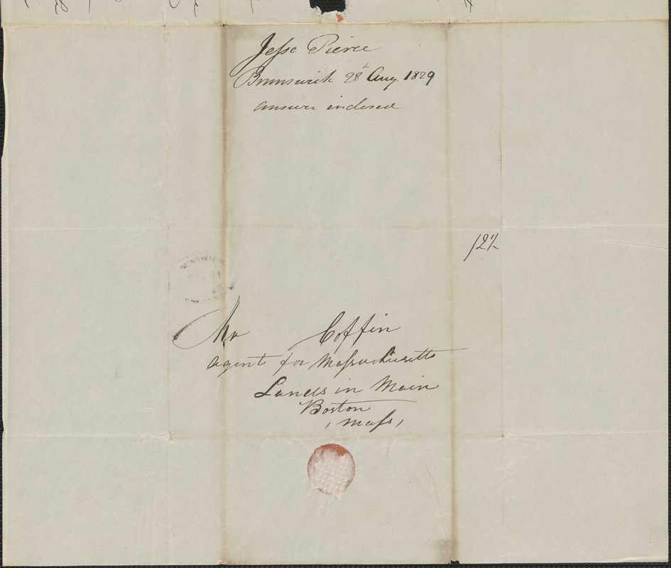 Jesse Pierce to George Coffin, 28 August 1829 - Digital Commonwealth